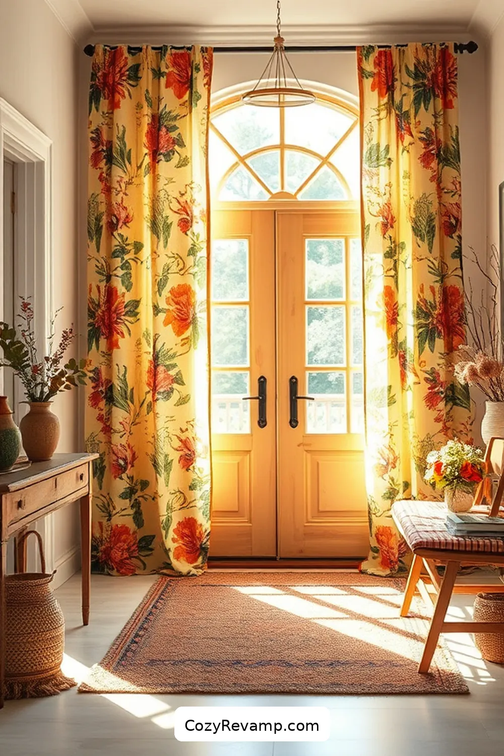25 Creative Ways to Style a Bohemian Entryway With Upcycled Fabric 14 Layered Fabric Curtains for 25 Creative Ways to Style a Bohemian Entryway With Upcycled Fabric