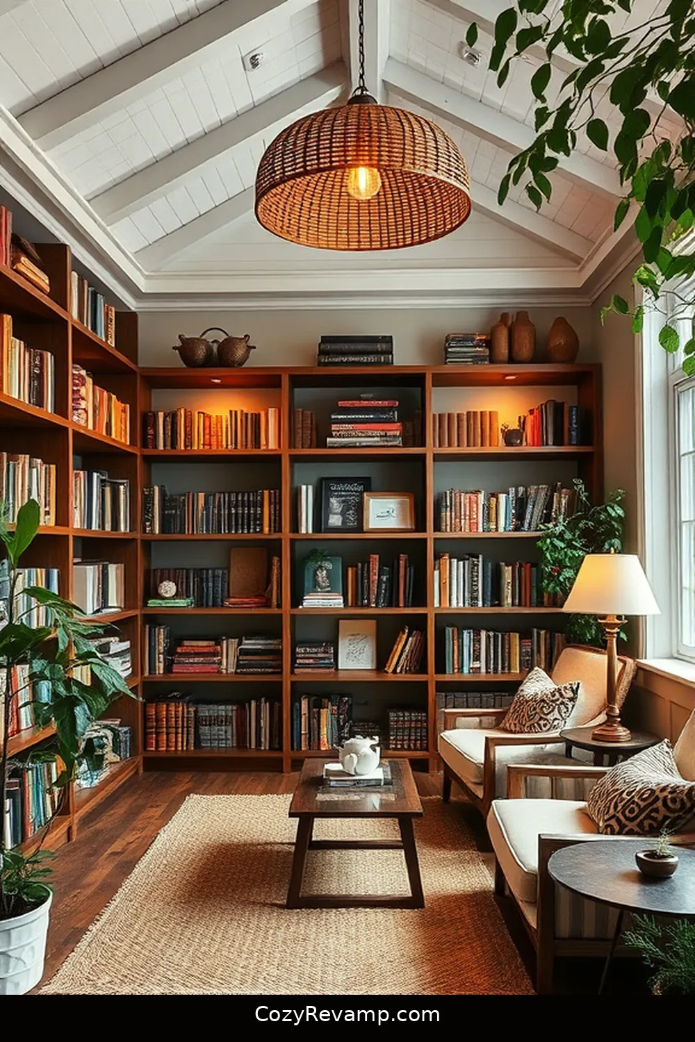 Choose Bamboo Lighting Fixtures to Set the Mood for 25 Design Tips for a Modern Farmhouse Library Using Bamboo Material