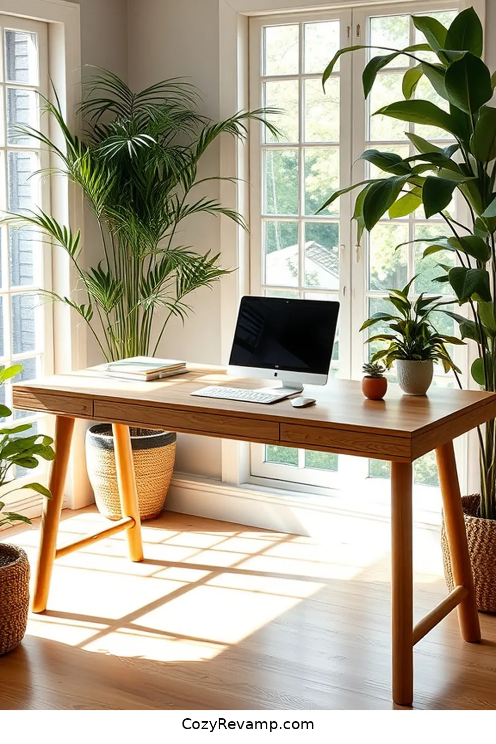 Design a Bamboo Desk for a Functional Workspace for 25 Design Tips for a Modern Farmhouse Library Using Bamboo Material