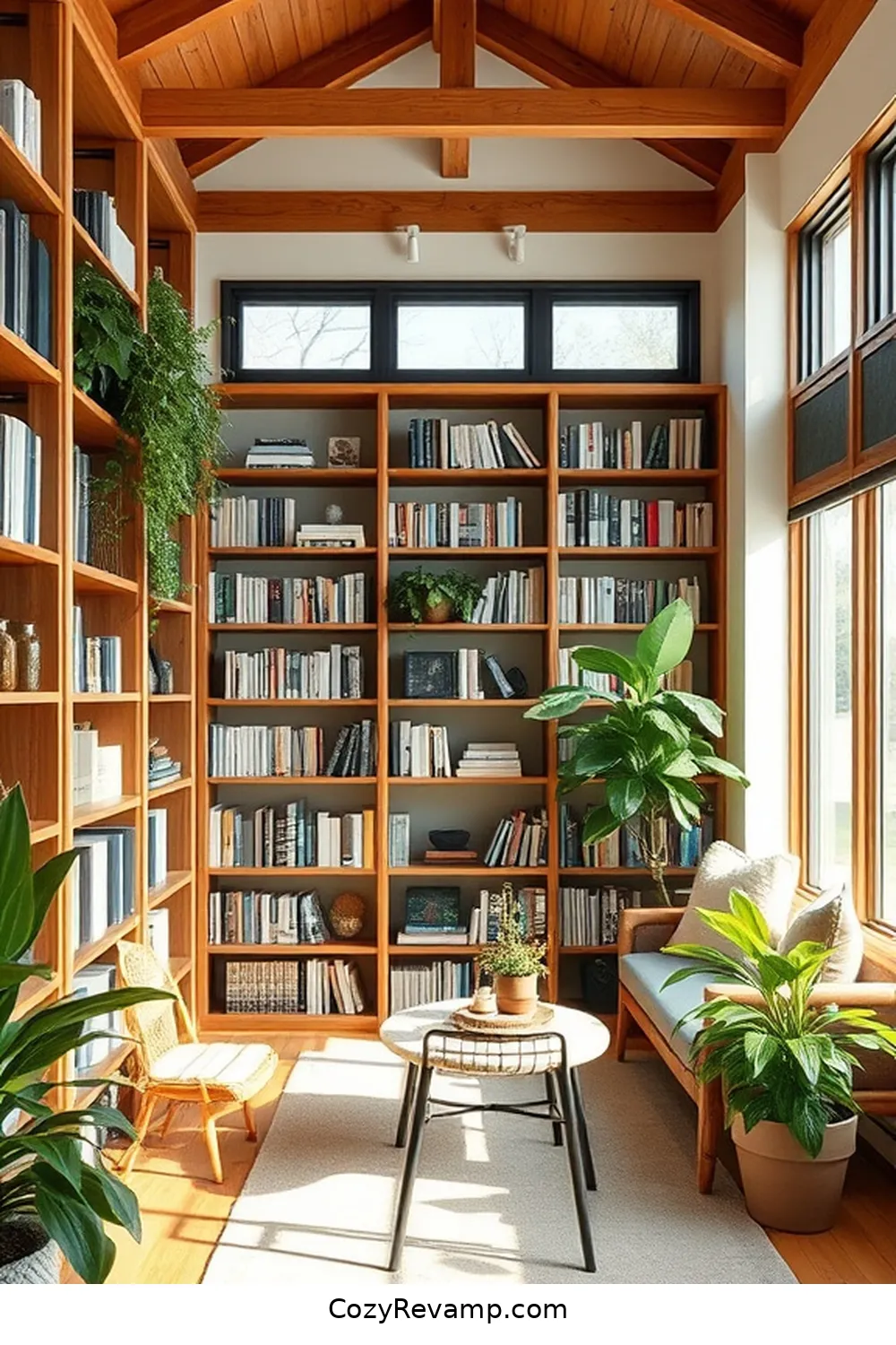Embrace Bamboo Shelving for a Natural Look for 25 Design Tips for a Modern Farmhouse Library Using Bamboo Material