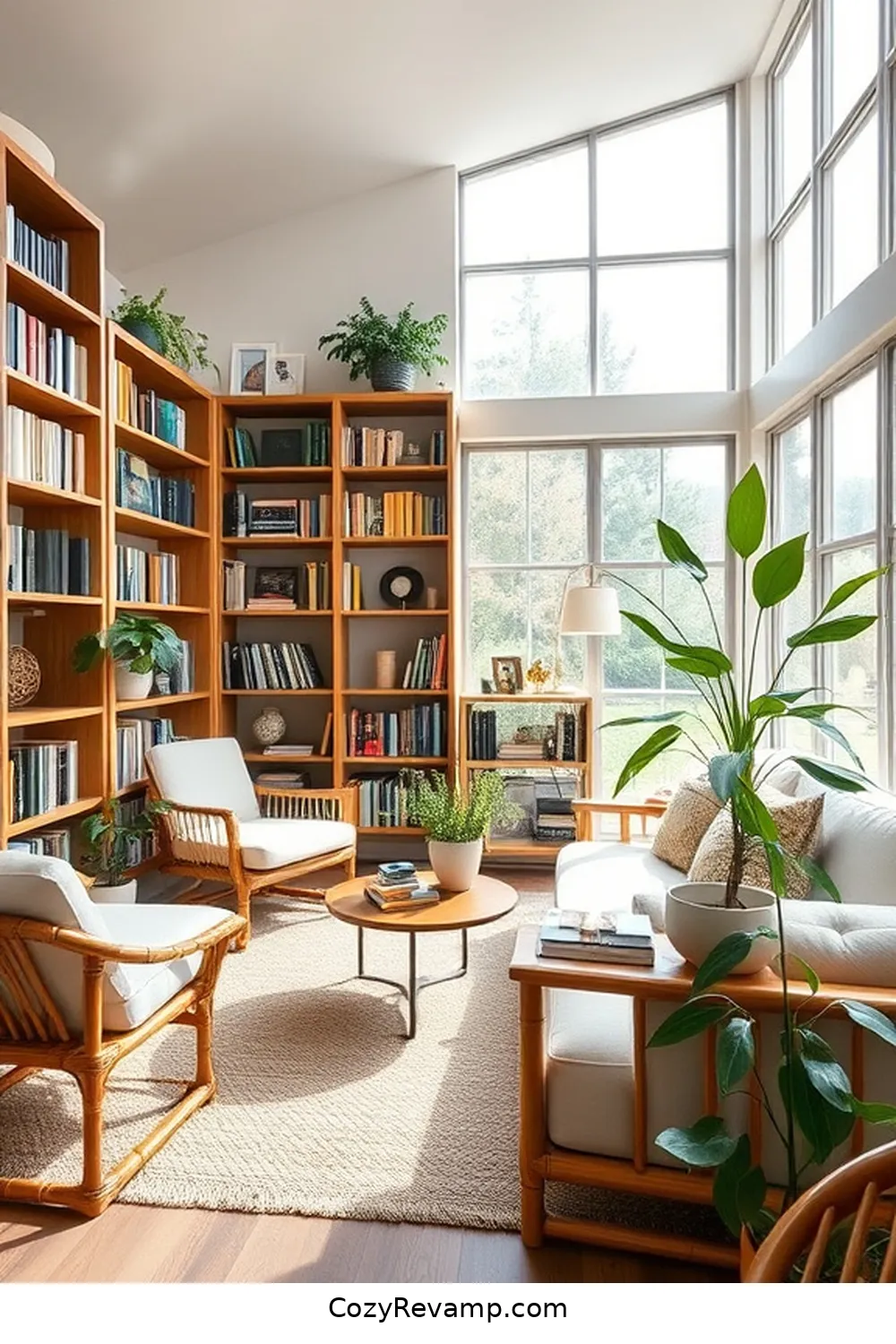 Incorporate Bamboo Furniture for a Modern Touch for 25 Design Tips for a Modern Farmhouse Library Using Bamboo Material