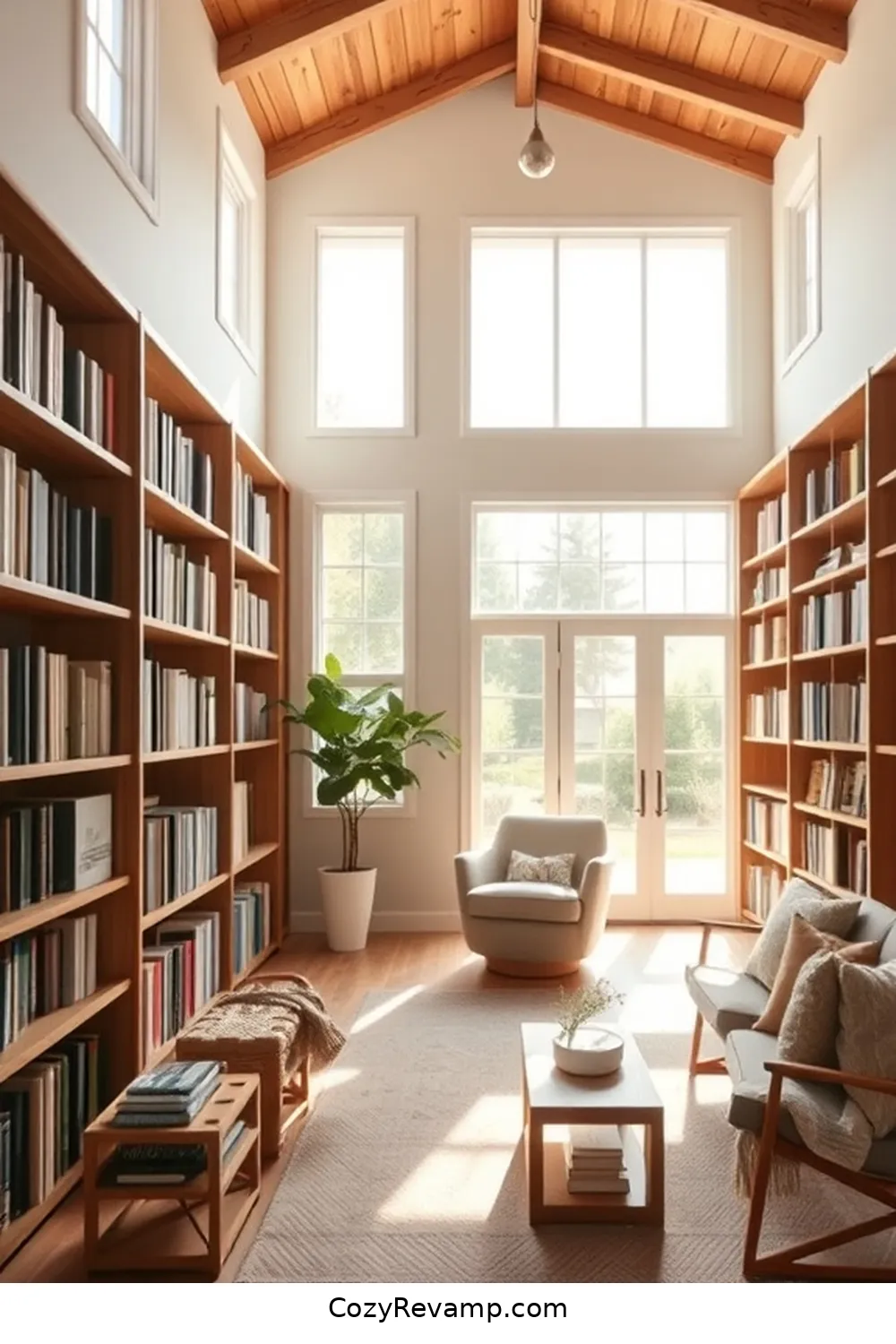 Pair Bamboo With Neutral Color Palettes for 25 Design Tips for a Modern Farmhouse Library Using Bamboo Material