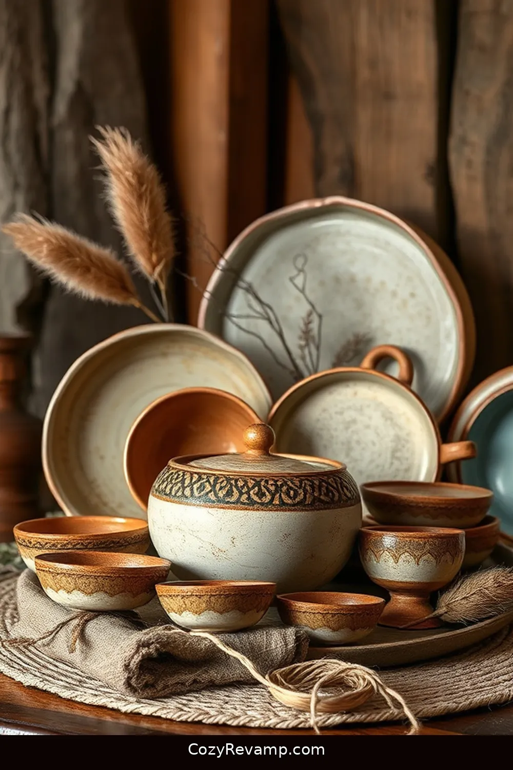 Ceramic Dishware for 25 Essential Elements of a Rustic Kitchen With Natural Fibers and Materials