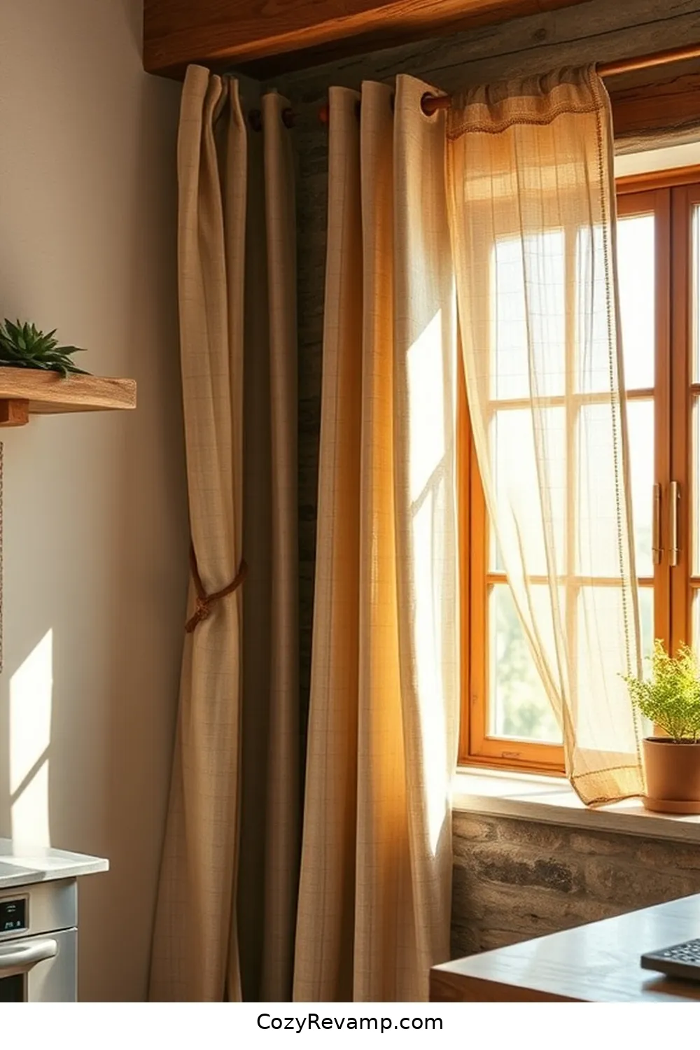 Natural Fiber Curtains for 25 Essential Elements of a Rustic Kitchen With Natural Fibers and Materials