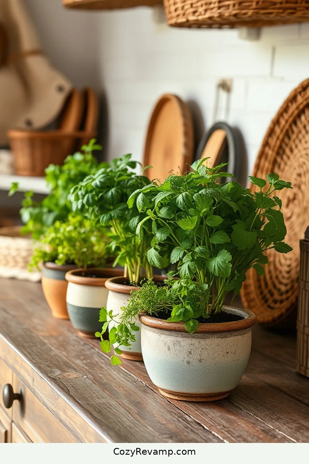 Potted Herbs for 25 Essential Elements of a Rustic Kitchen With Natural Fibers and Materials