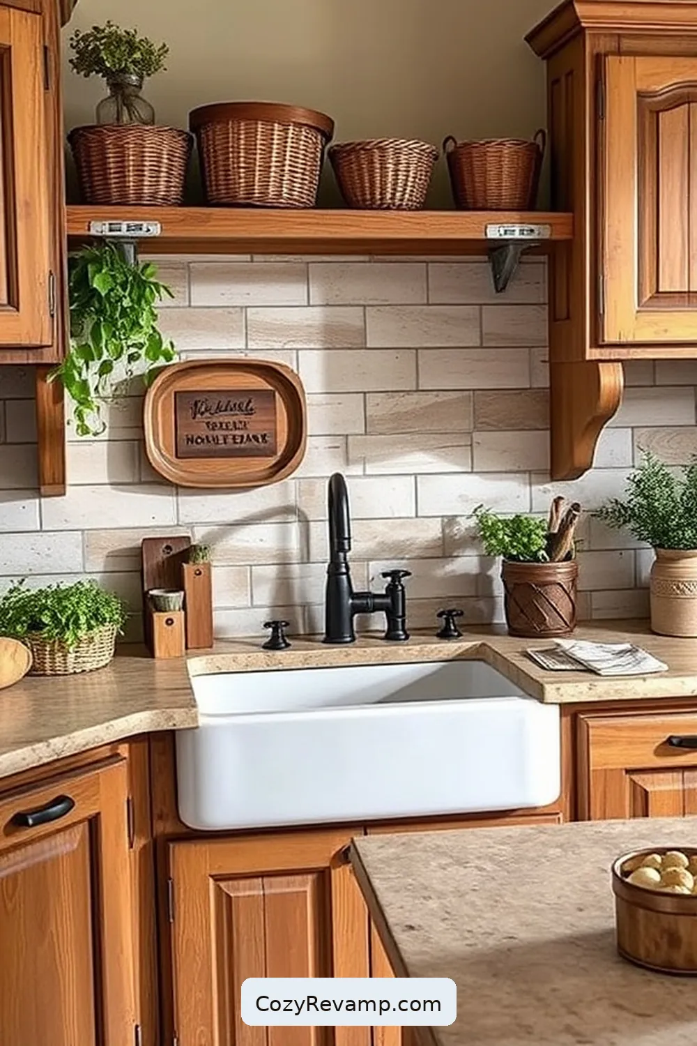 Rustic Farmhouse Sink for 25 Essential Elements of a Rustic Kitchen With Natural Fibers and Materials