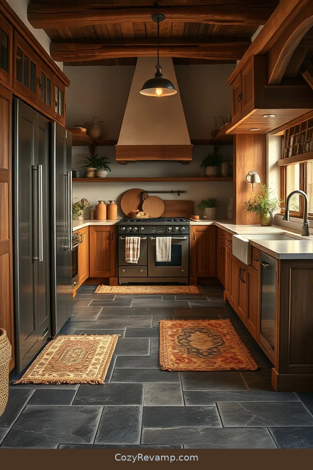 Slate or Flagstone Flooring for 25 Essential Elements of a Rustic Kitchen With Natural Fibers and Materials