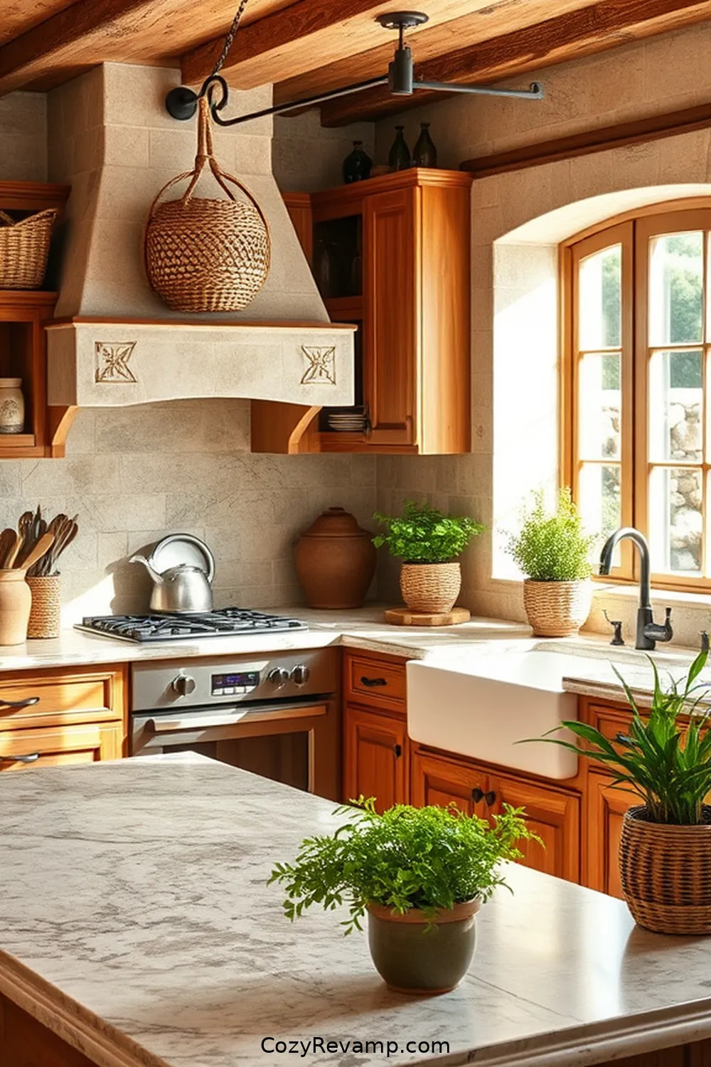Stone Countertops for 25 Essential Elements of a Rustic Kitchen With Natural Fibers and Materials