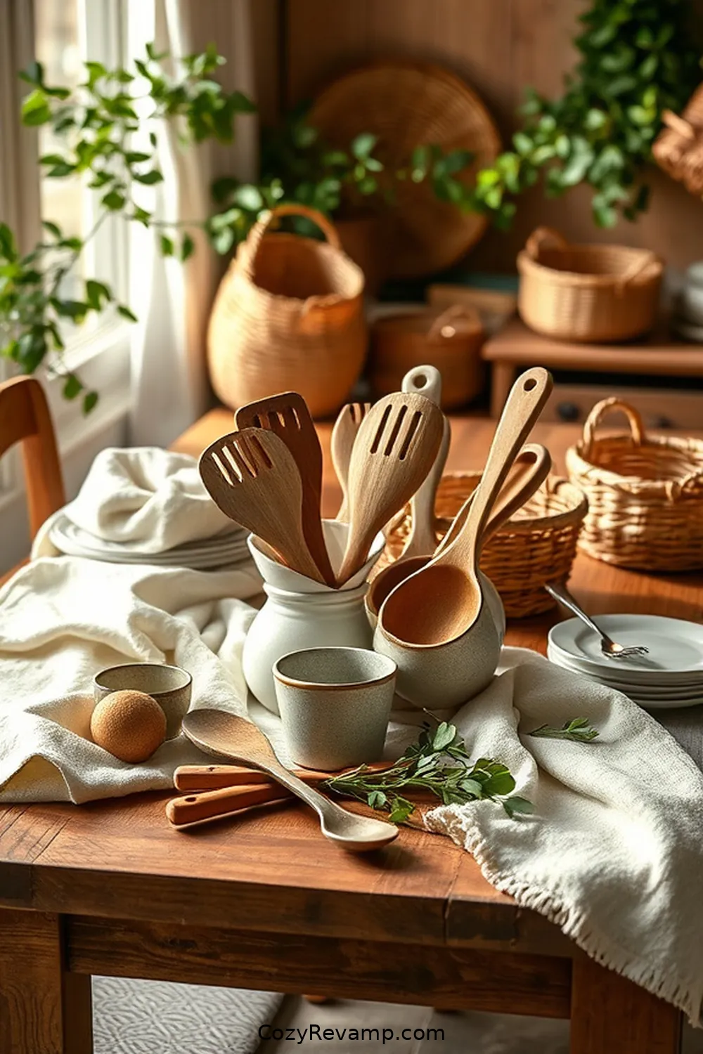 Vintage Kitchen Utensils for 25 Essential Elements of a Rustic Kitchen With Natural Fibers and Materials