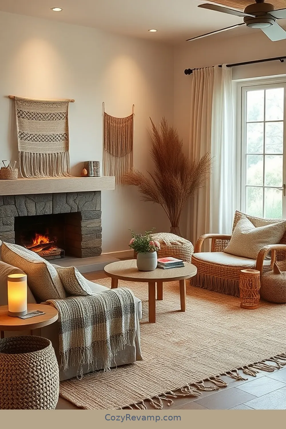 Handwoven Textiles for 25 Essential Materials for Modern Farmhouse Living Rooms With Solar-Powered Lights