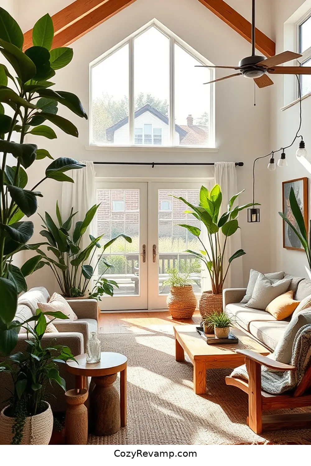 Indoor Plants for 25 Essential Materials for Modern Farmhouse Living Rooms With Solar-Powered Lights