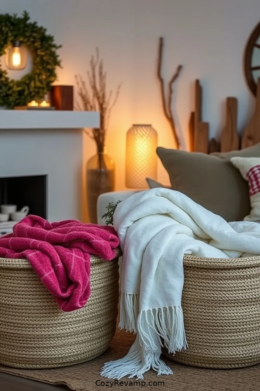 Jute Baskets for 25 Essential Materials for Modern Farmhouse Living Rooms With Solar-Powered Lights