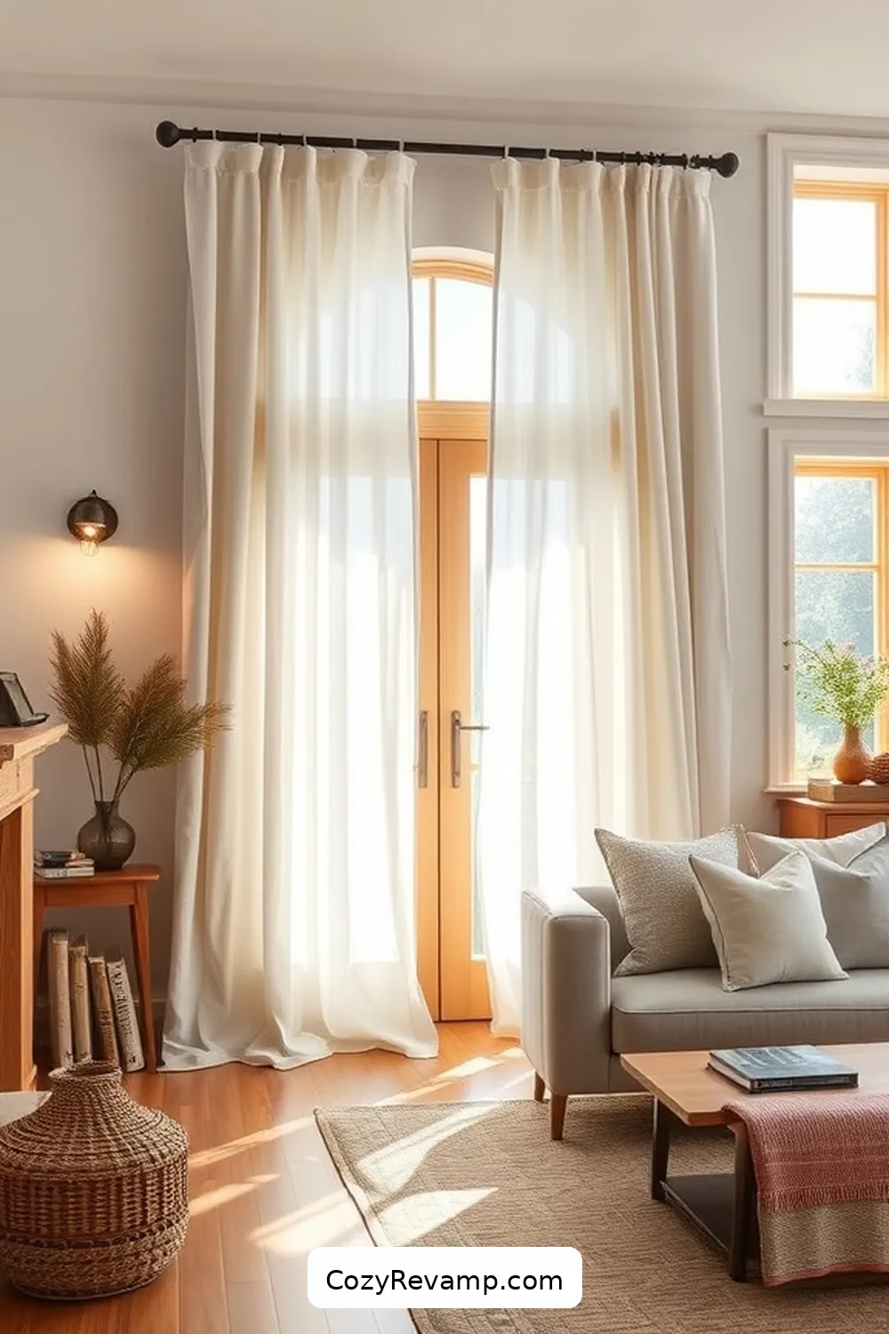 Linen Curtains for 25 Essential Materials for Modern Farmhouse Living Rooms With Solar-Powered Lights