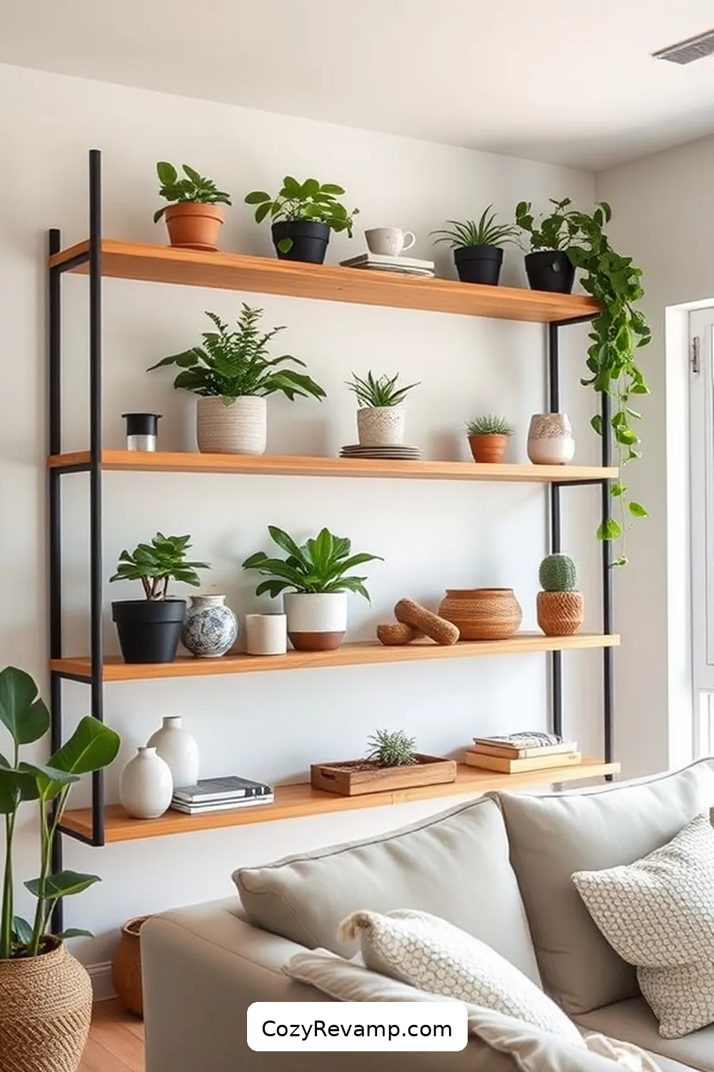 Minimalist Shelving for 25 Essential Materials for Modern Farmhouse Living Rooms With Solar-Powered Lights
