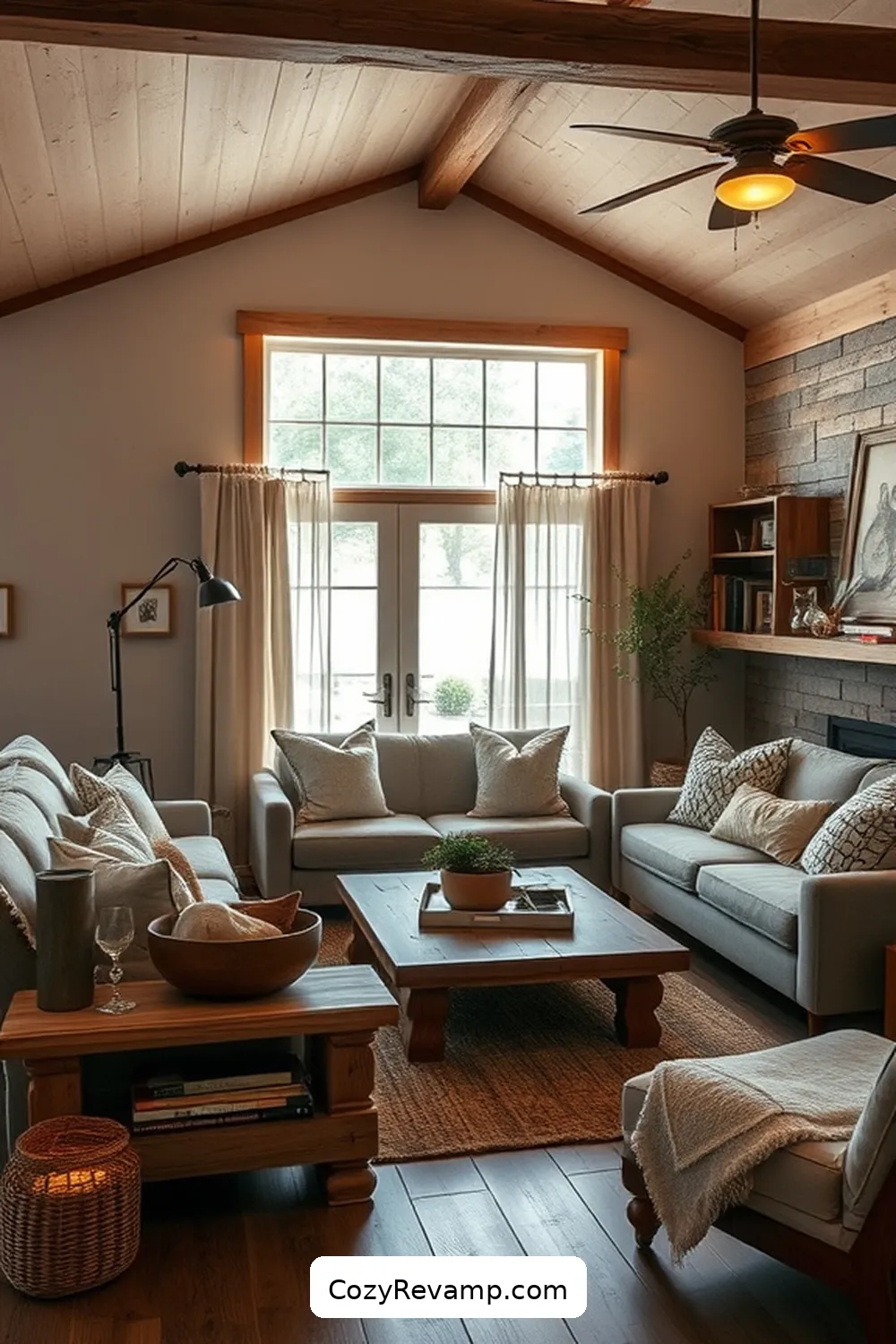 Reclaimed Wood Furniture for 25 Essential Materials for Modern Farmhouse Living Rooms With Solar-Powered Lights