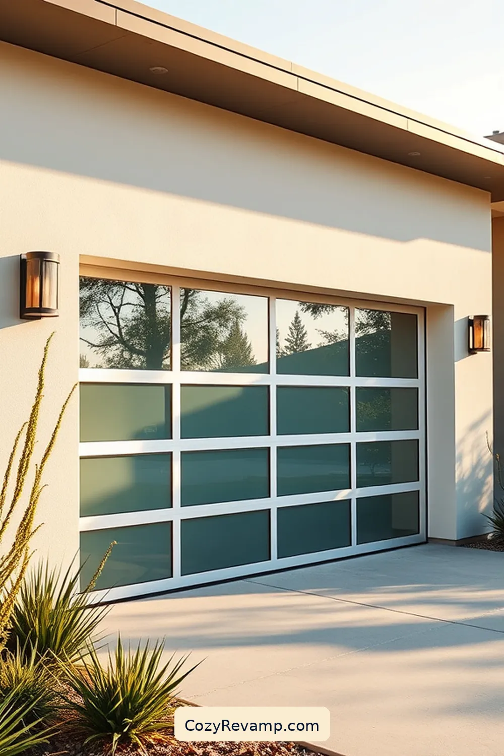 25 Essential Materials for a Mid-Century Modern Garage With Solar-Powered Lights 13 Glass Garage Doors for 25 Essential Materials for a Mid-Century Modern Garage With Solar-Powered Lights