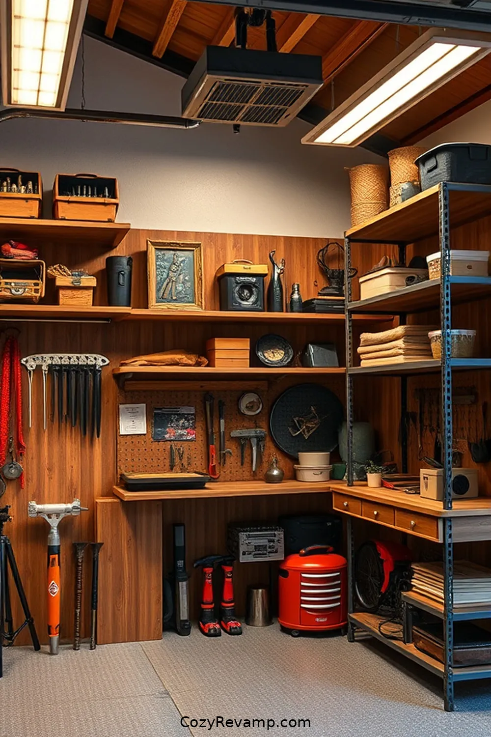 25 Essential Materials for a Mid-Century Modern Garage With Solar-Powered Lights 16 Modular Shelving Systems for 25 Essential Materials for a Mid-Century Modern Garage With Solar-Powered Lights