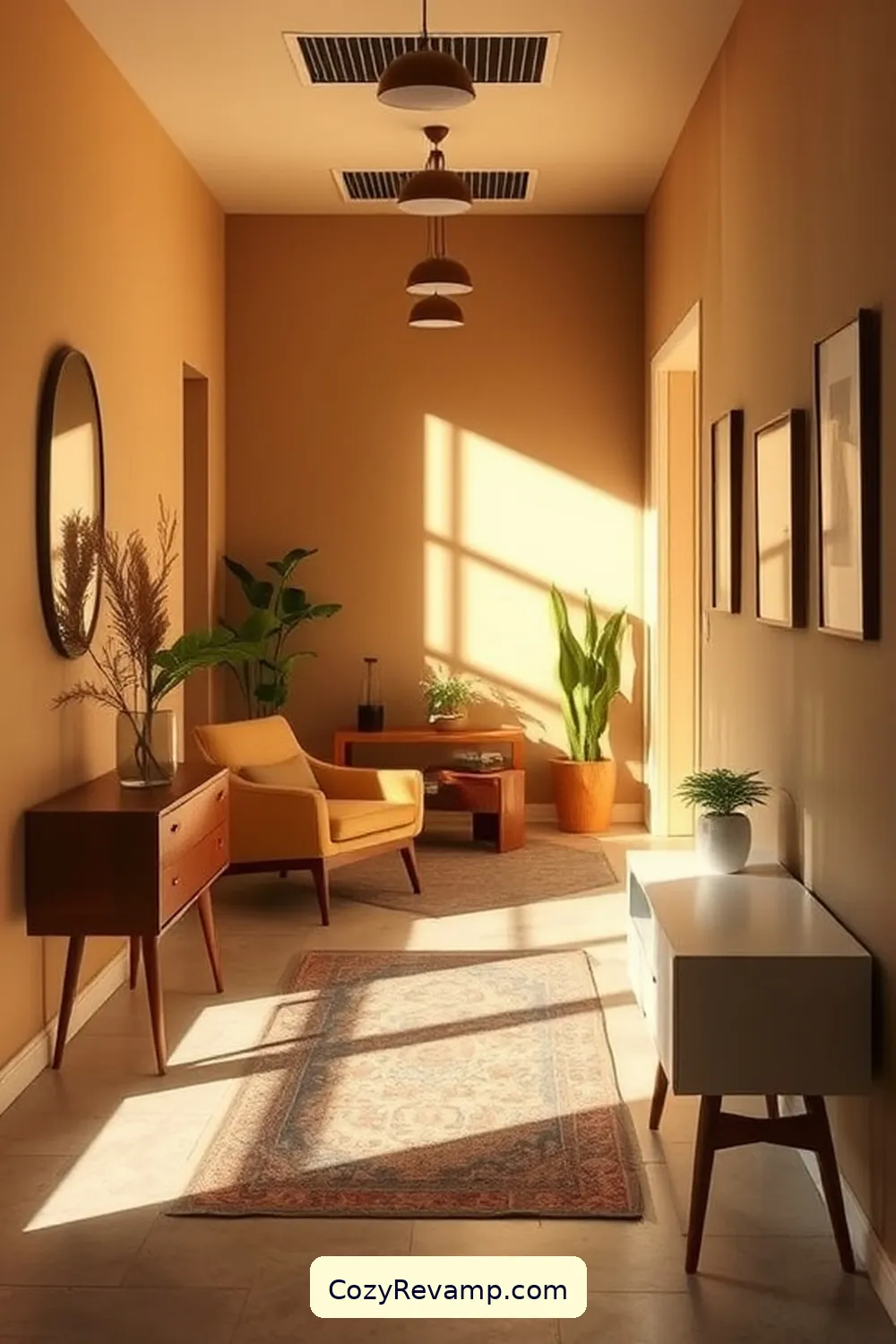 Eco-Friendly Paints and Finishes for 25 Essential Materials for a Mid-Century Modern Hallway With Solar-Powered Lights