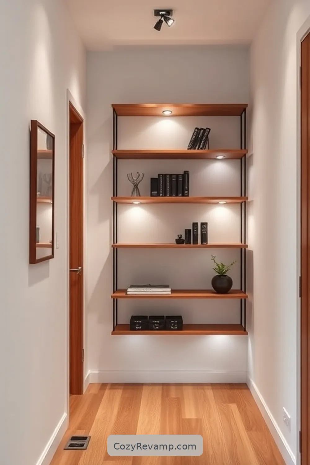 Minimalist Shelving Units for 25 Essential Materials for a Mid-Century Modern Hallway With Solar-Powered Lights