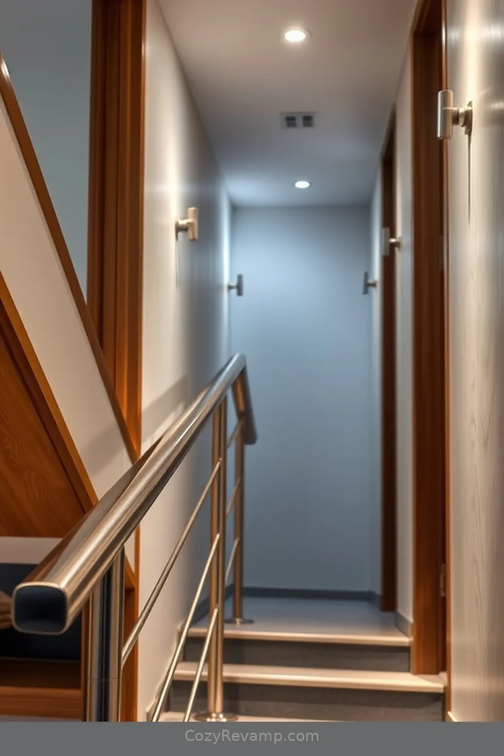 Sleek Handrails for 25 Essential Materials for a Mid-Century Modern Hallway With Solar-Powered Lights