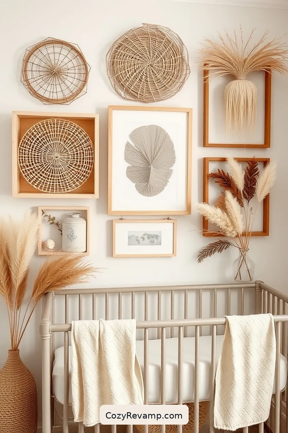 25 Essential Tips for a Minimalist Nursery Using Natural Fibers 12 Create a Gallery Wall With Natural Materials for 25 Essential Tips for a Minimalist Nursery Using Natural Fibers