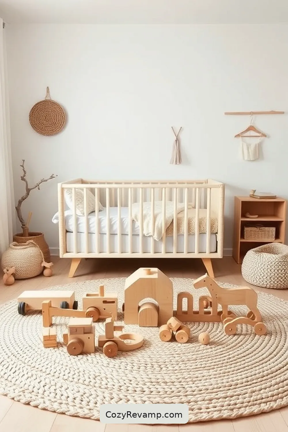 25 Essential Tips for a Minimalist Nursery Using Natural Fibers 11 Integrate Wooden Toys for Safe Play for 25 Essential Tips for a Minimalist Nursery Using Natural Fibers