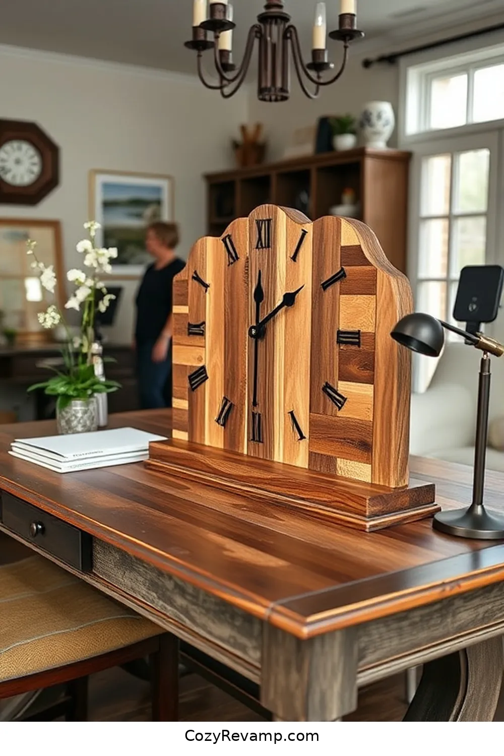 25 Essentials for a Modern Farmhouse Home Office Using Reclaimed Materials 22 21. Rustic Clock for 25 Essentials for a Modern Farmhouse Home Office Using Reclaimed Materials