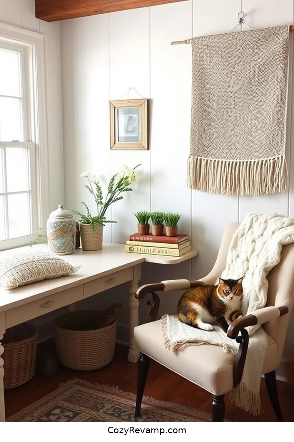 25 Essentials for a Modern Farmhouse Home Office Using Reclaimed Materials 25 24. Handmade Textile Accents for 25 Essentials for a Modern Farmhouse Home Office Using Reclaimed Materials