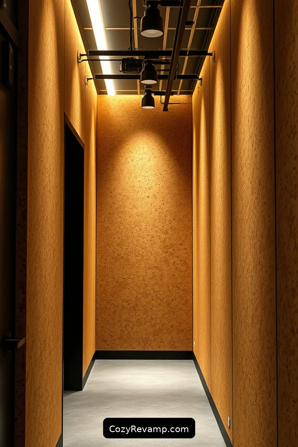 22. Cork Panels With Built-In Lighting for 25 Inspiring Ideas for Industrial Hallways Featuring Cork Material
