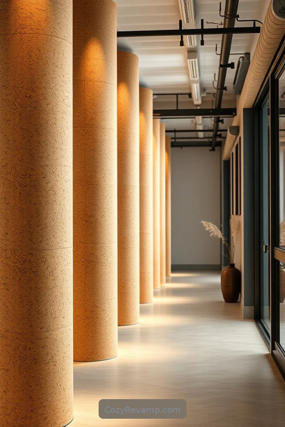 6. Decorative Cork Columns for 25 Inspiring Ideas for Industrial Hallways Featuring Cork Material