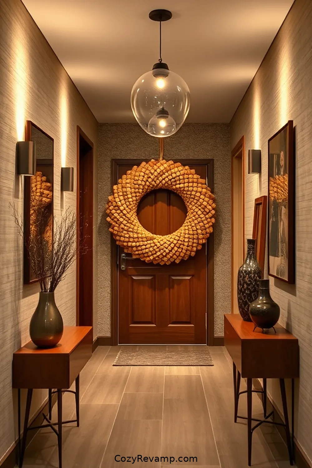 25 Inspiring Ideas for Mid-Century Modern Hallways Featuring Cork Material 24 Cork Wreaths for Seasonal Touches for 25 Inspiring Ideas for Mid-Century Modern Hallways Featuring Cork Material