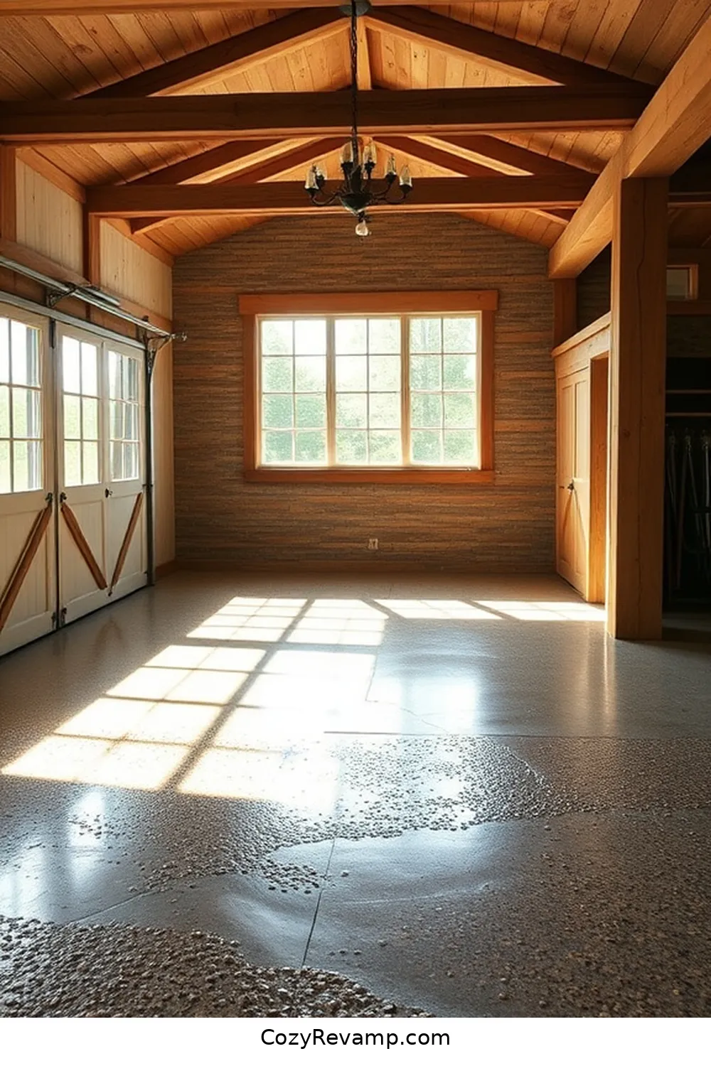 25 Inspiring Ideas for a Modern Farmhouse Garage Featuring Reclaimed Materials 8 Rustic Concrete Floors With Reclaimed Aggregate for 25 Inspiring Ideas for a Modern Farmhouse Garage Featuring Reclaimed Materials