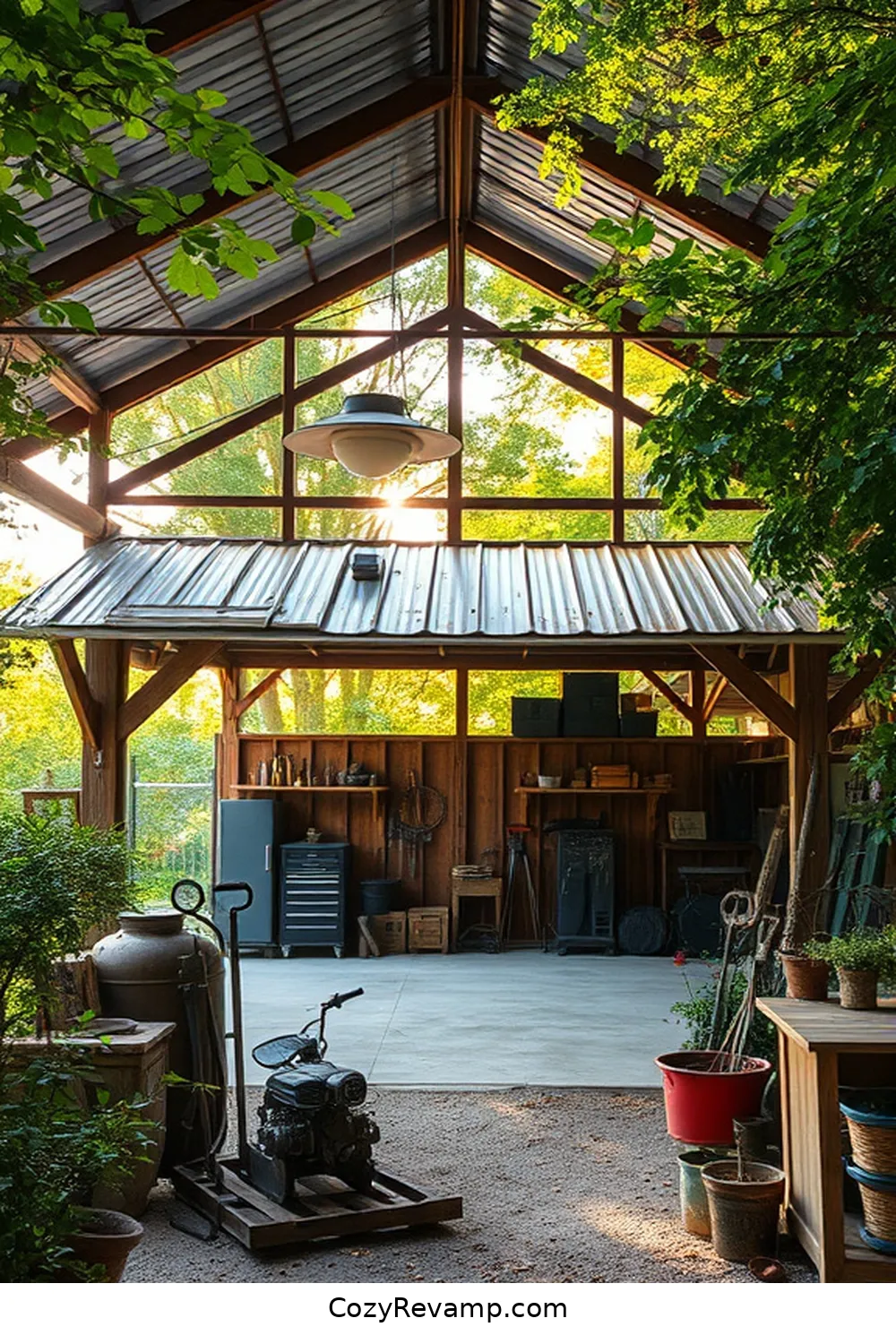 25 Inspiring Ideas for a Modern Farmhouse Garage Featuring Reclaimed Materials 4 Salvaged Metal Roof Panels for 25 Inspiring Ideas for a Modern Farmhouse Garage Featuring Reclaimed Materials