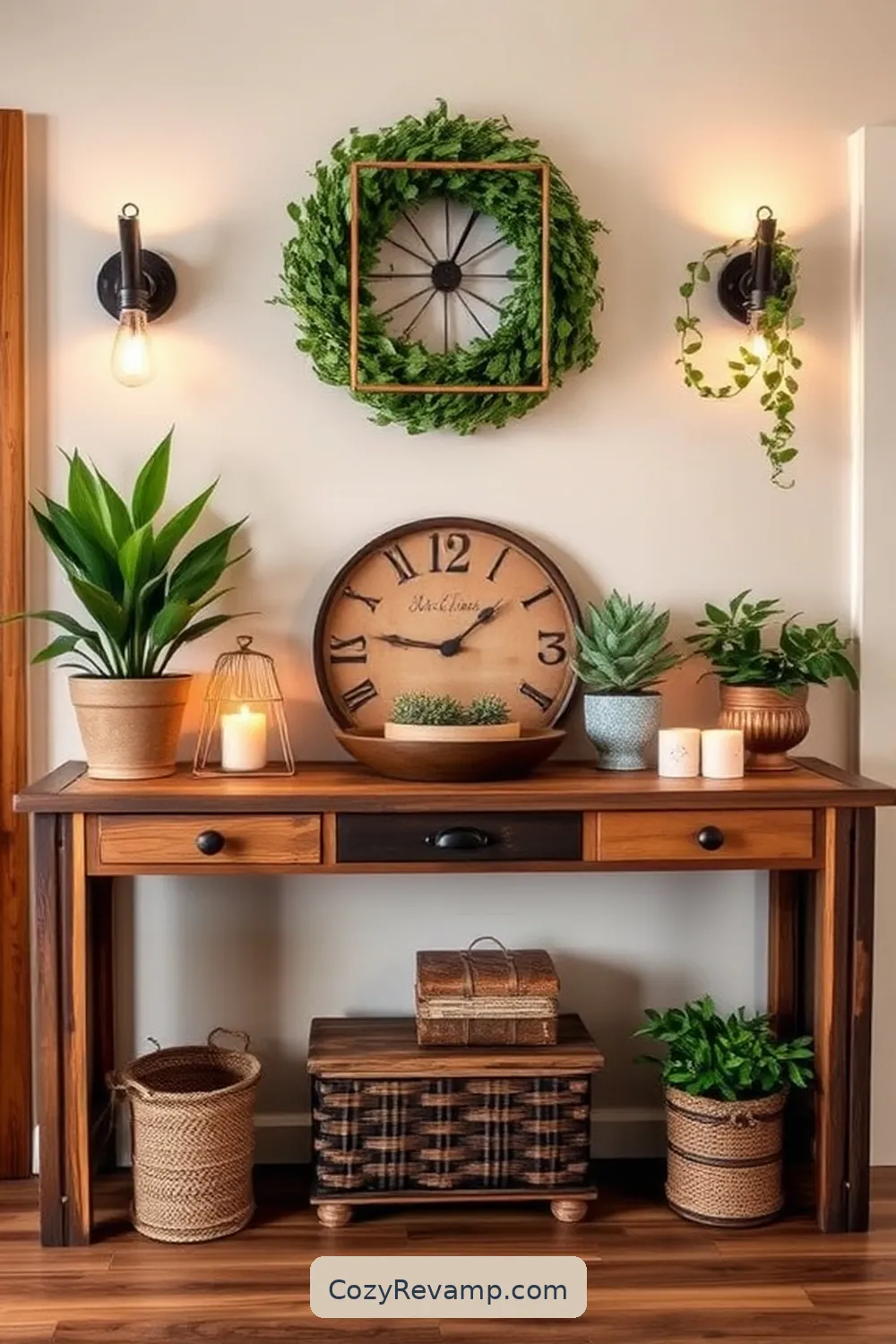 25 Inspiring Rustic Entryway Ideas With Recycled Wood Material 6 Farmhouse Style Entryway Table for 25 Inspiring Rustic Entryway Ideas With Recycled Wood Material