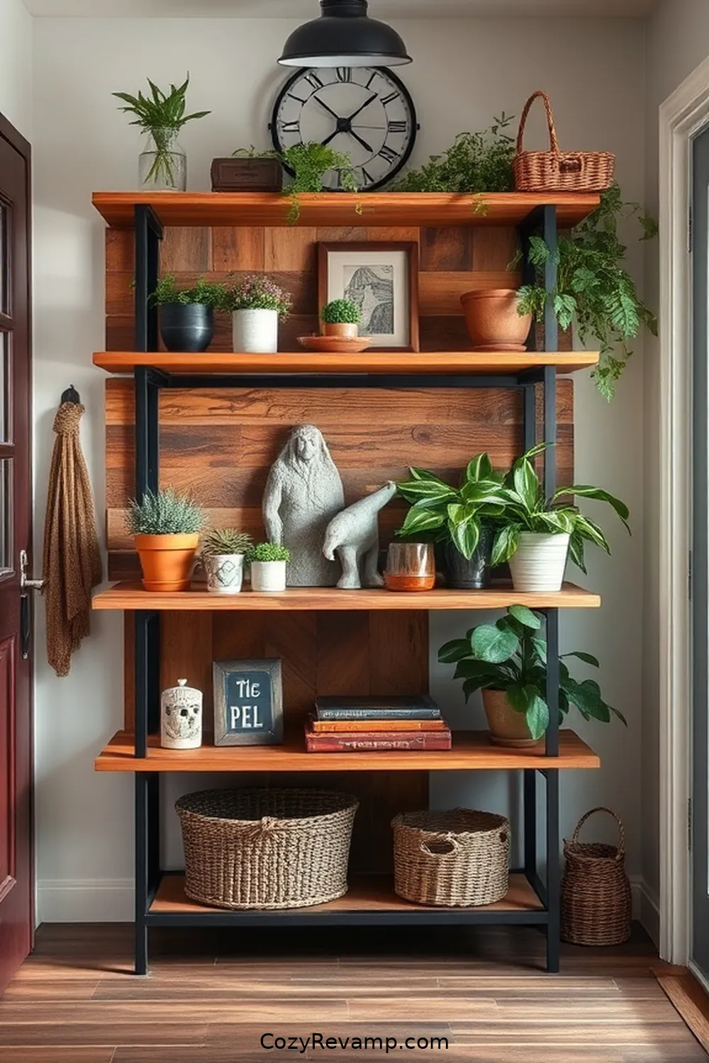 25 Inspiring Rustic Entryway Ideas With Recycled Wood Material 11 Rustic Wood Shelving Units for 25 Inspiring Rustic Entryway Ideas With Recycled Wood Material