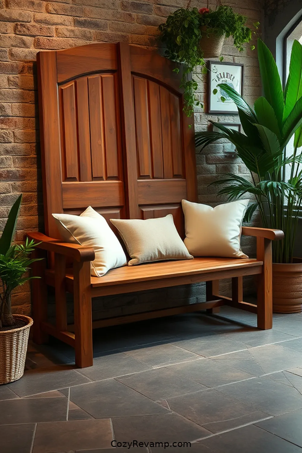 25 Inspiring Rustic Entryway Ideas With Recycled Wood Material 25 Upcycled Wood Door Bench for 25 Inspiring Rustic Entryway Ideas With Recycled Wood Material