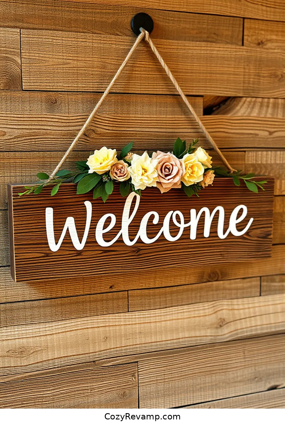 25 Inspiring Rustic Entryway Ideas With Recycled Wood Material 12 Upcycled Wood Welcome Sign for 25 Inspiring Rustic Entryway Ideas With Recycled Wood Material