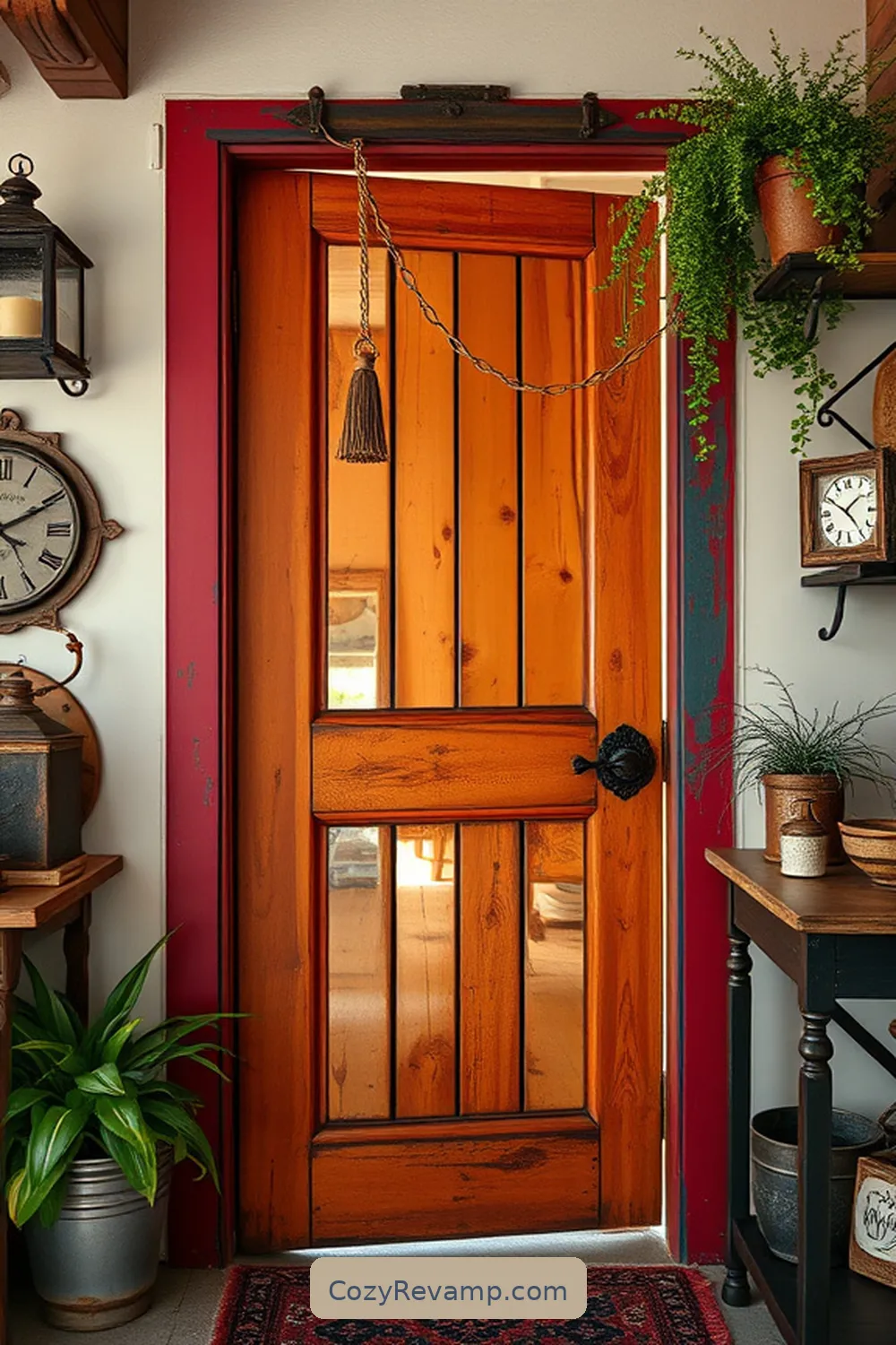 25 Inspiring Rustic Entryway Ideas With Recycled Wood Material 21 Vintage Door as a Statement Piece for 25 Inspiring Rustic Entryway Ideas With Recycled Wood Material