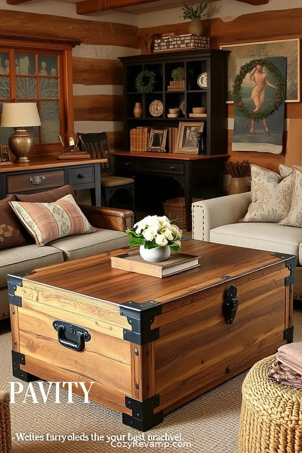 25 Inspiring Rustic Entryway Ideas With Recycled Wood Material 13 Vintage Wood Trunk as a Coffee Table for 25 Inspiring Rustic Entryway Ideas With Recycled Wood Material