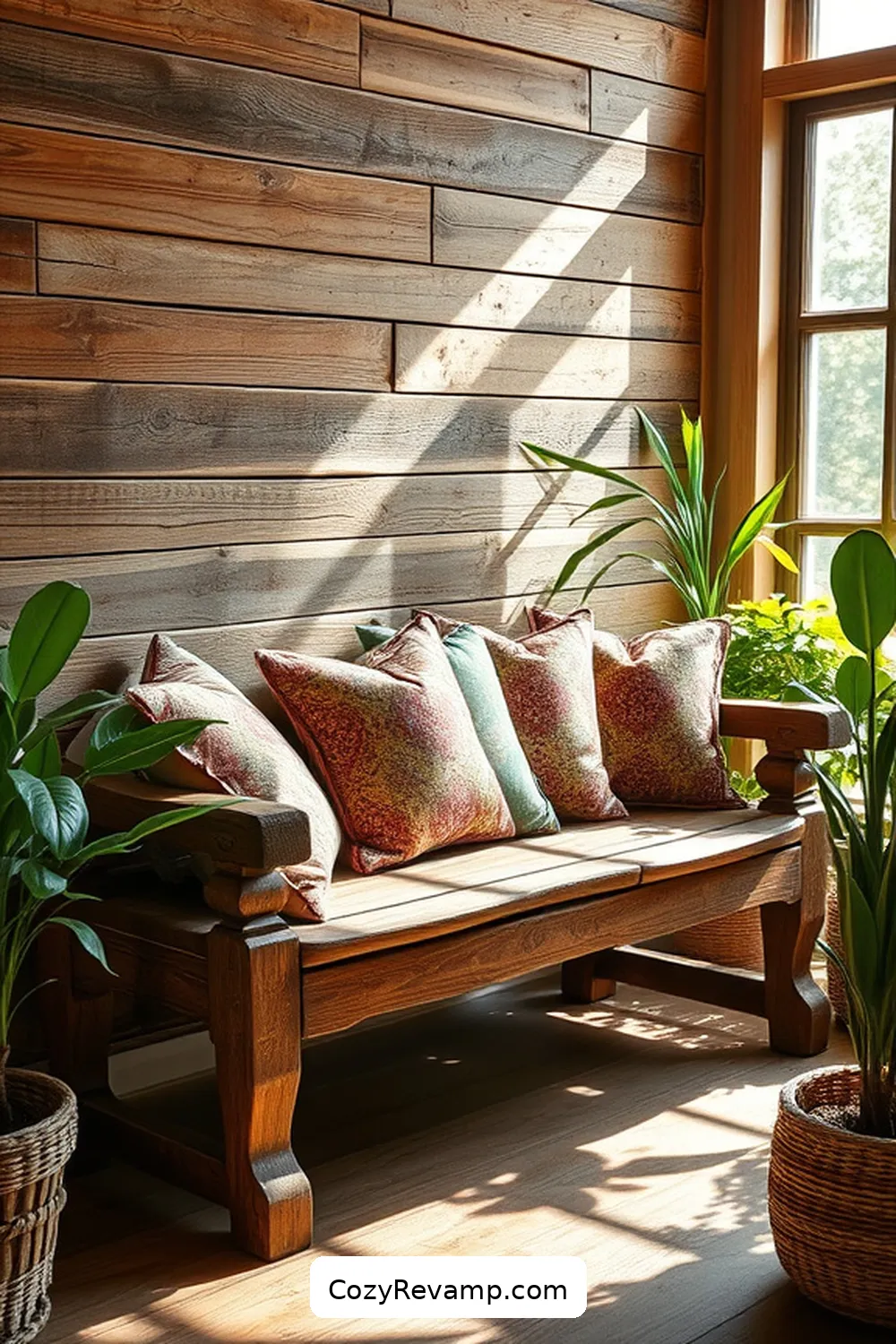 25 Inspiring Rustic Entryway Ideas With Recycled Wood Material 24 Wooden Bench With Cushions for 25 Inspiring Rustic Entryway Ideas With Recycled Wood Material