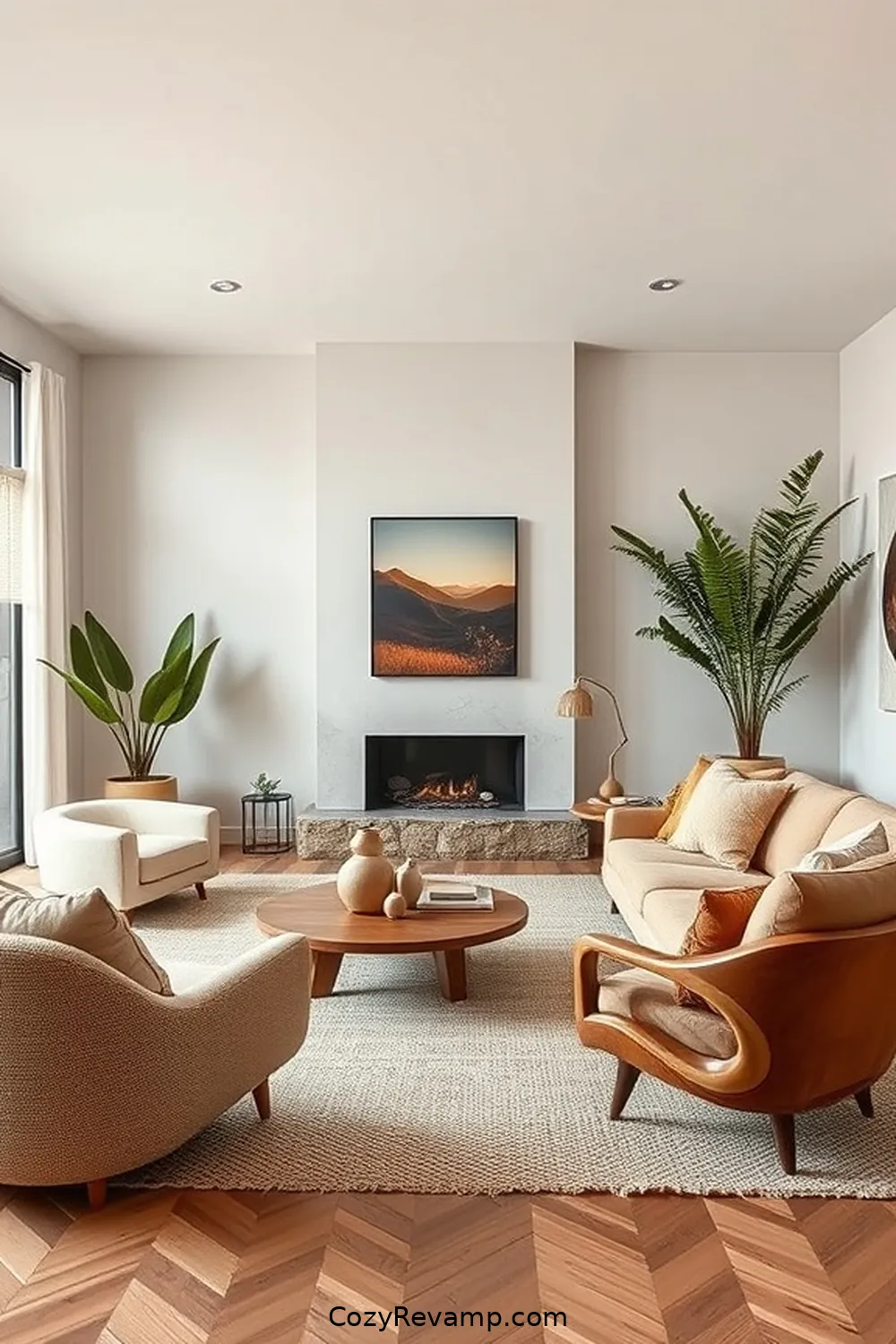 Embrace Organic Shapes in Furniture for 25 Key Elements for a Mid-Century Modern Living Room With Natural Fibers