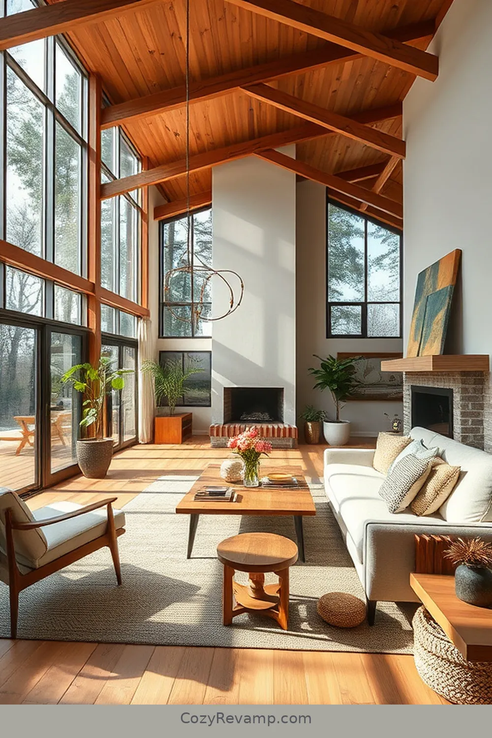 Highlight Architectural Features for 25 Key Elements for a Mid-Century Modern Living Room With Natural Fibers
