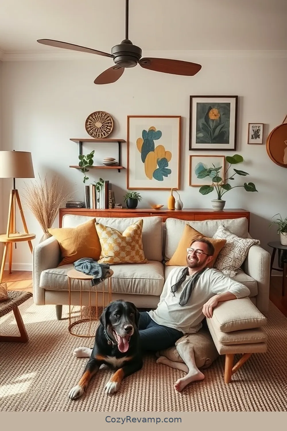 Use Vintage Accessories for 25 Key Elements for a Mid-Century Modern Living Room With Natural Fibers