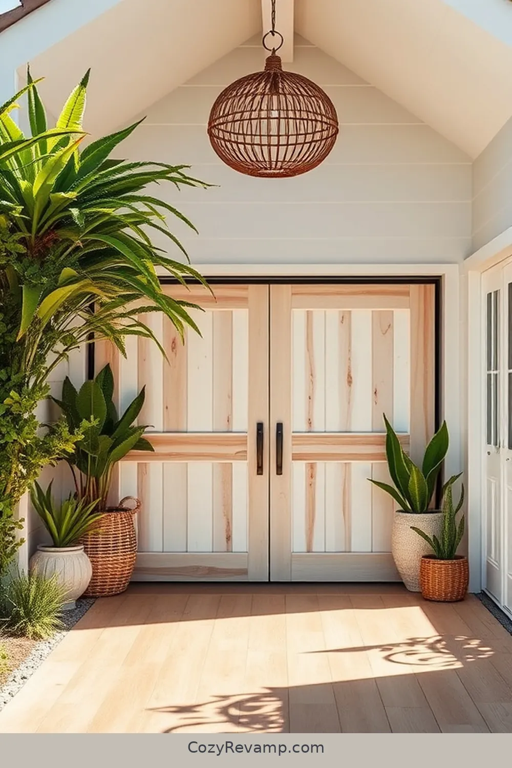 25 Stunning Coastal Garage Designs Featuring Natural Fiber Materials 17 Bright and Breezy Coastal Entrances for 25 Stunning Coastal Garage Designs Featuring Natural Fiber Materials