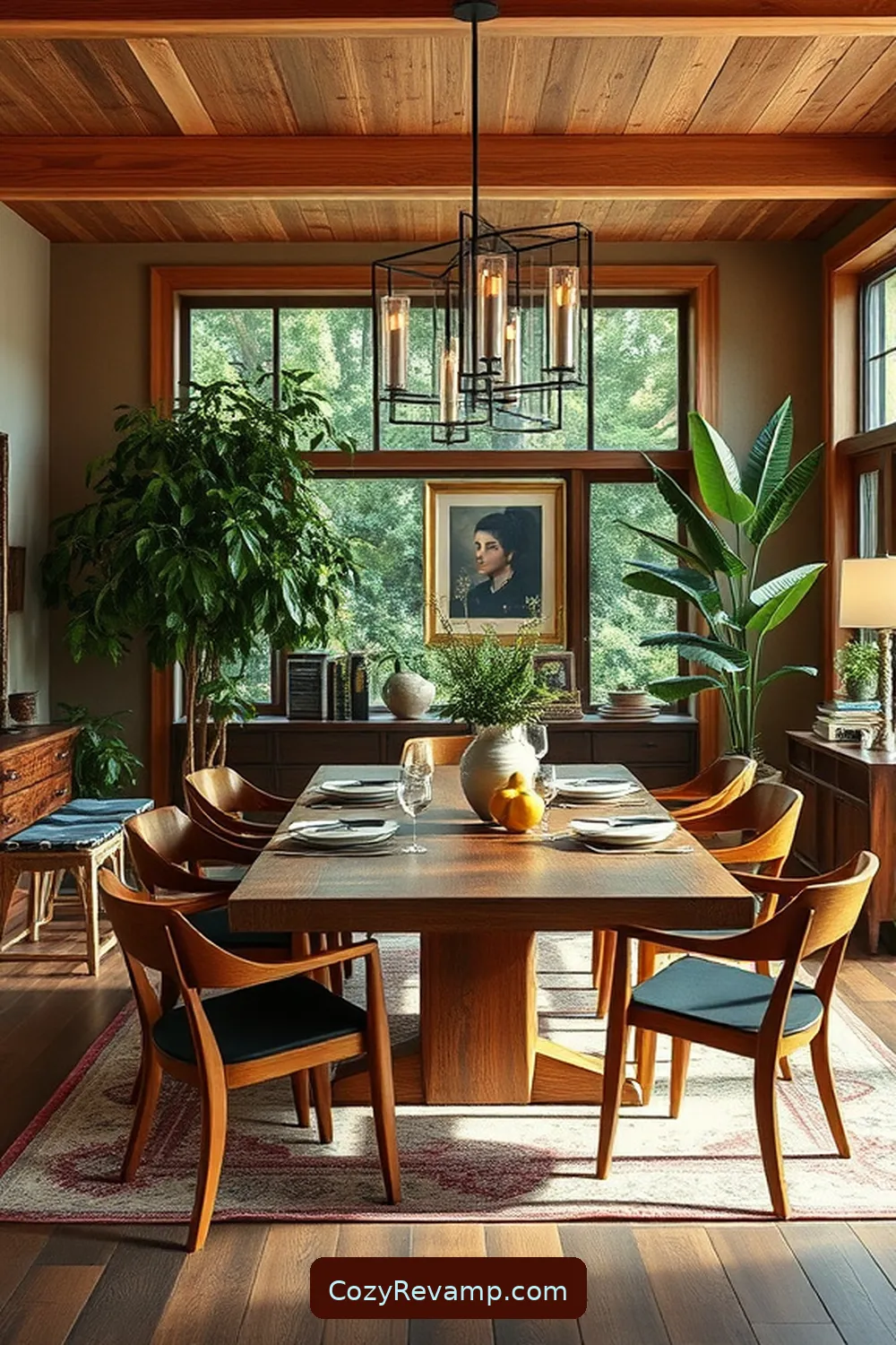 A Warm Welcome With Reclaimed Oak for 25 Stunning Mid-Century Modern Dining Rooms Featuring Recycled Wood Material