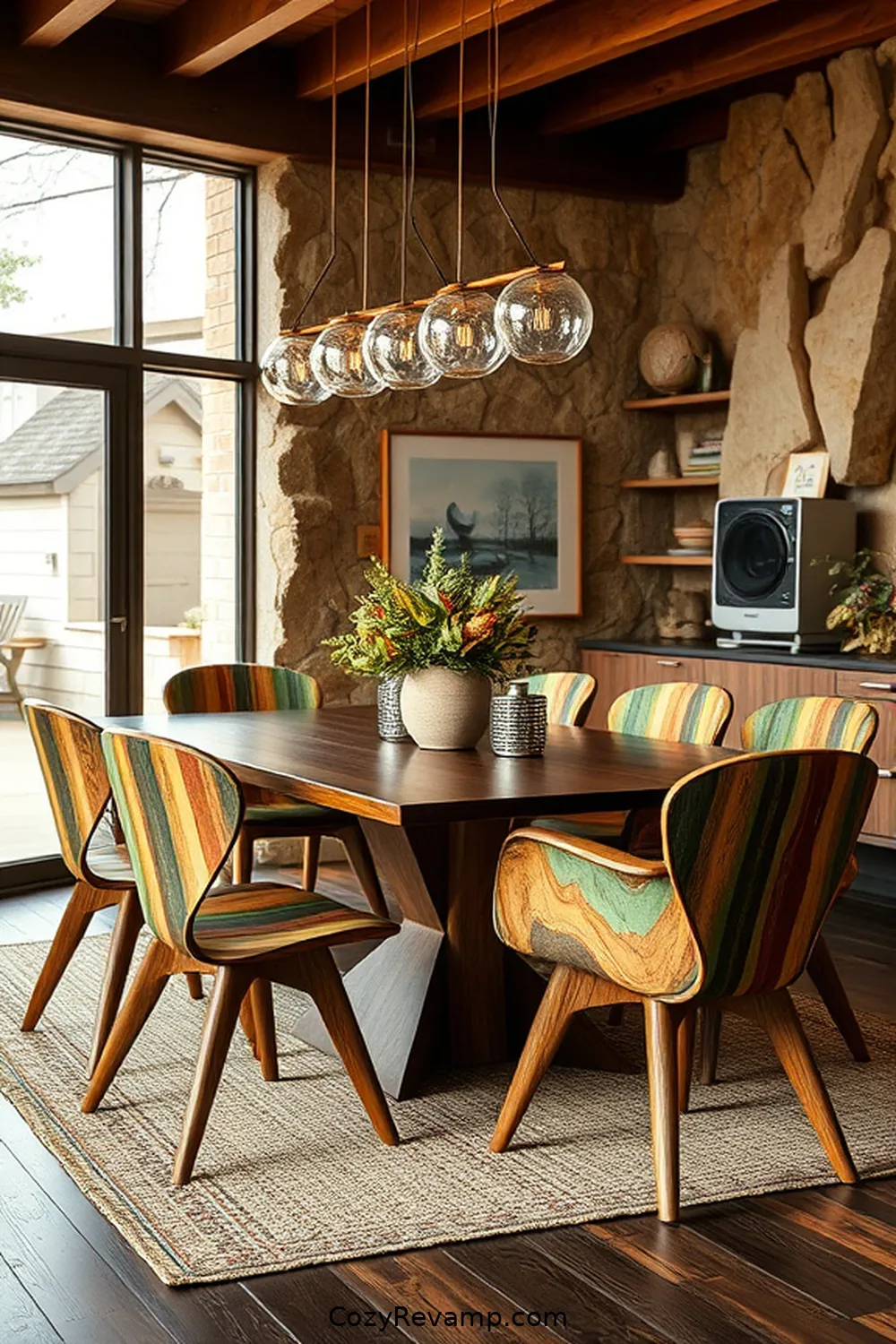 Classic Mid-Century Chairs With a Twist for 25 Stunning Mid-Century Modern Dining Rooms Featuring Recycled Wood Material