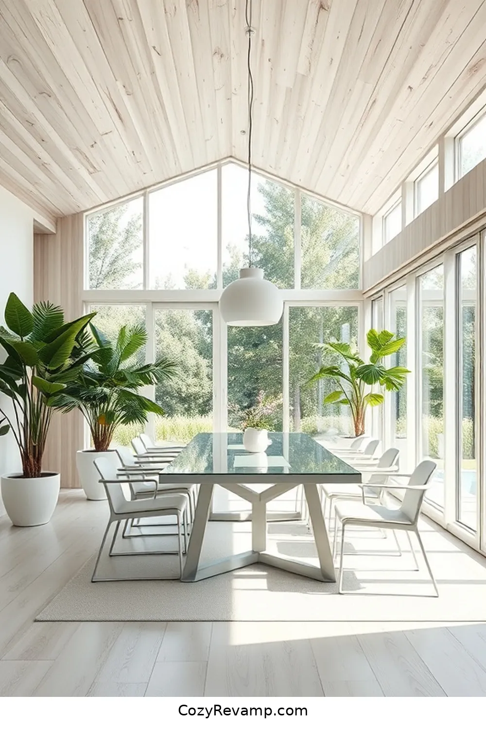 Light and Airy With Whitewashed Wood for 25 Stunning Mid-Century Modern Dining Rooms Featuring Recycled Wood Material