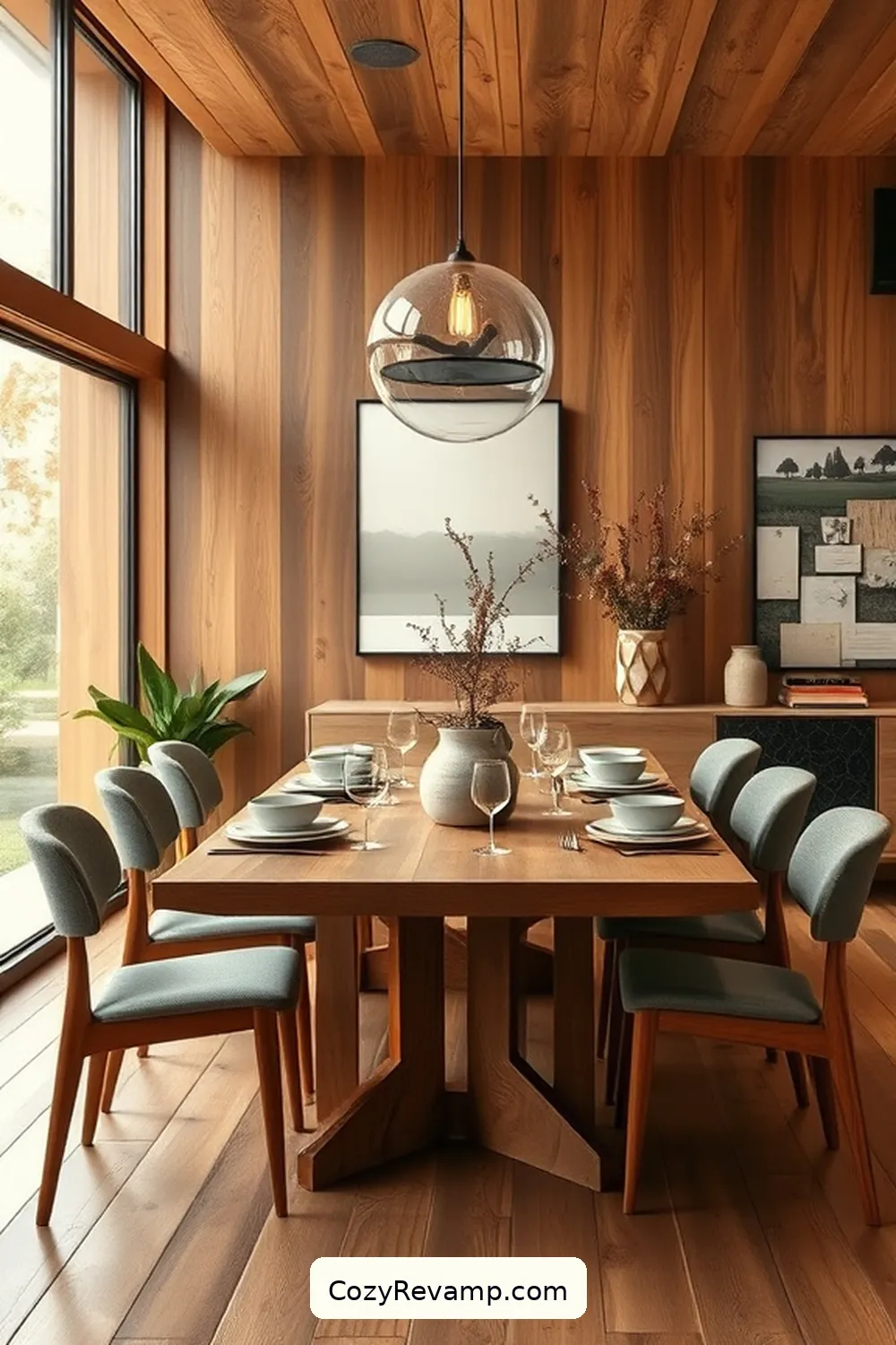 Natural Textures and Clean Aesthetics for 25 Stunning Mid-Century Modern Dining Rooms Featuring Recycled Wood Material