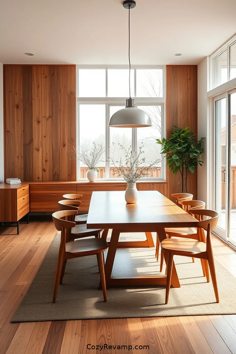 Scandinavian Influence in Mid-Century Style for 25 Stunning Mid-Century Modern Dining Rooms Featuring Recycled Wood Material
