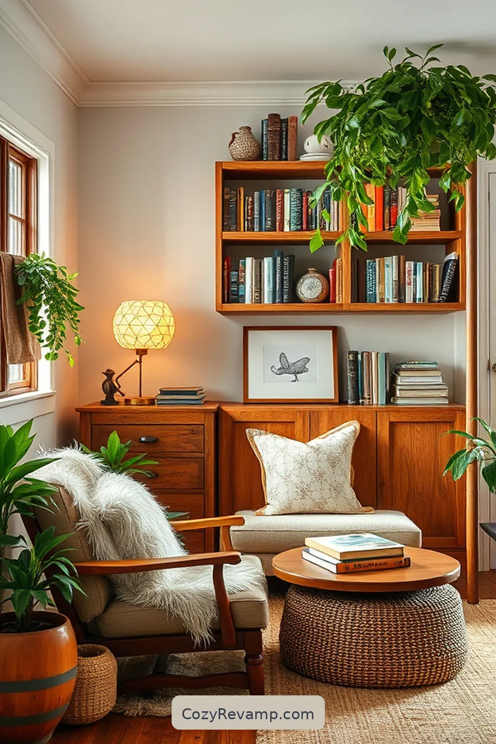 25 Stunning Modern Farmhouse Library Ideas Using Recycled Wood Materials 3 Cozy Reading Corner With Vintage Furniture for 25 Stunning Modern Farmhouse Library Ideas Using Recycled Wood Materials